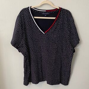 Tommy Hilfiger Navy and White Dotted Blouse